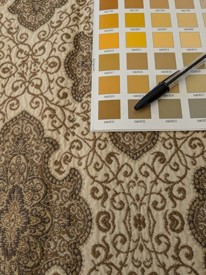 97 EV47 Square Scalamandre Fonthill Amaya Ivory Multi Medallion Paisley Woven Renaissance Diamond