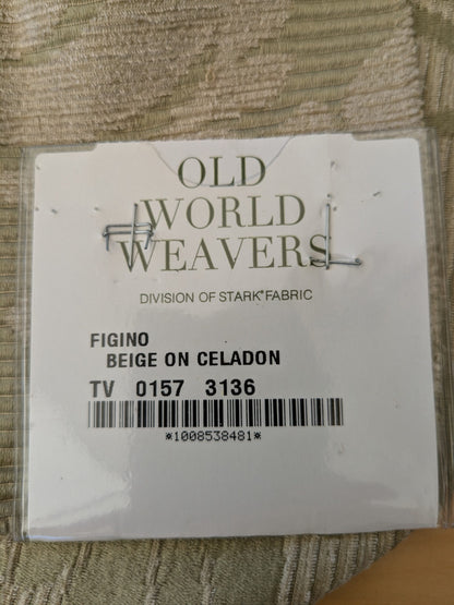 98 EV47 Square Scalamandre Old World Weavers Figino Beige on Celadon Renaissance Medallion Damask  26"x26"