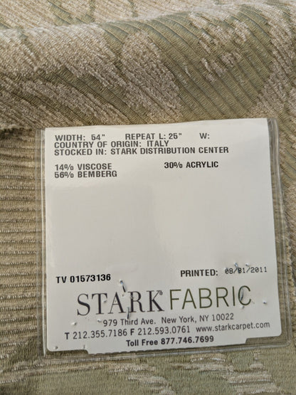 98 EV47 Square Scalamandre Old World Weavers Figino Beige on Celadon Renaissance Medallion Damask  26"x26"