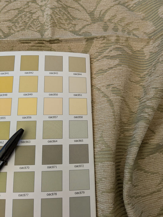 98 EV47 Square Scalamandre Old World Weavers Figino Beige on Celadon Renaissance Medallion Damask  26"x26"