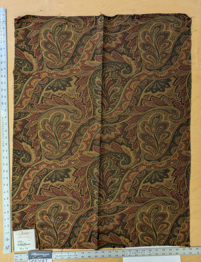 100 EV47 Square Scalamandre Fonthill Srinagar Red Green Red Gold Cotton Paisley Novelty 35"x26"