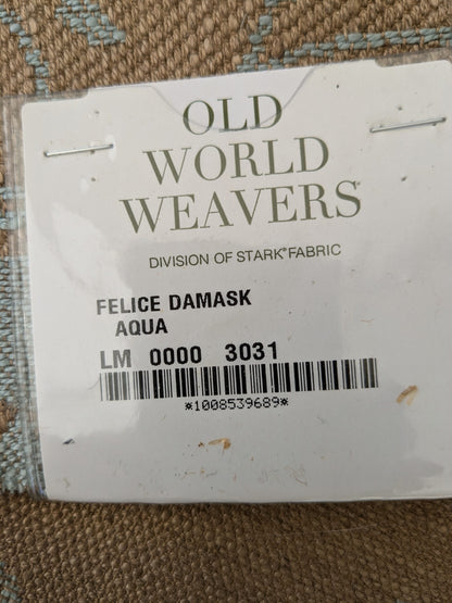 102 EV47 Square Scalamandre Olw World Weavers Felice Viscose Damask Aqua Brown Medallion