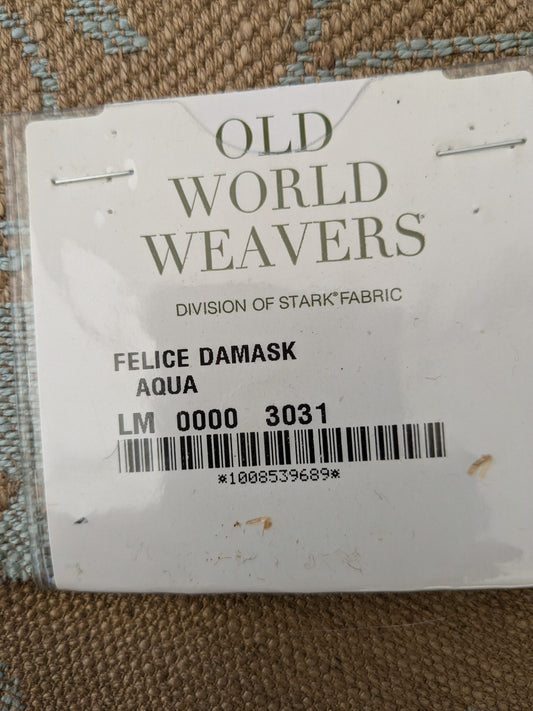 102 EV47 Square Scalamandre Olw World Weavers Felice Viscose Damask Aqua Brown Medallion