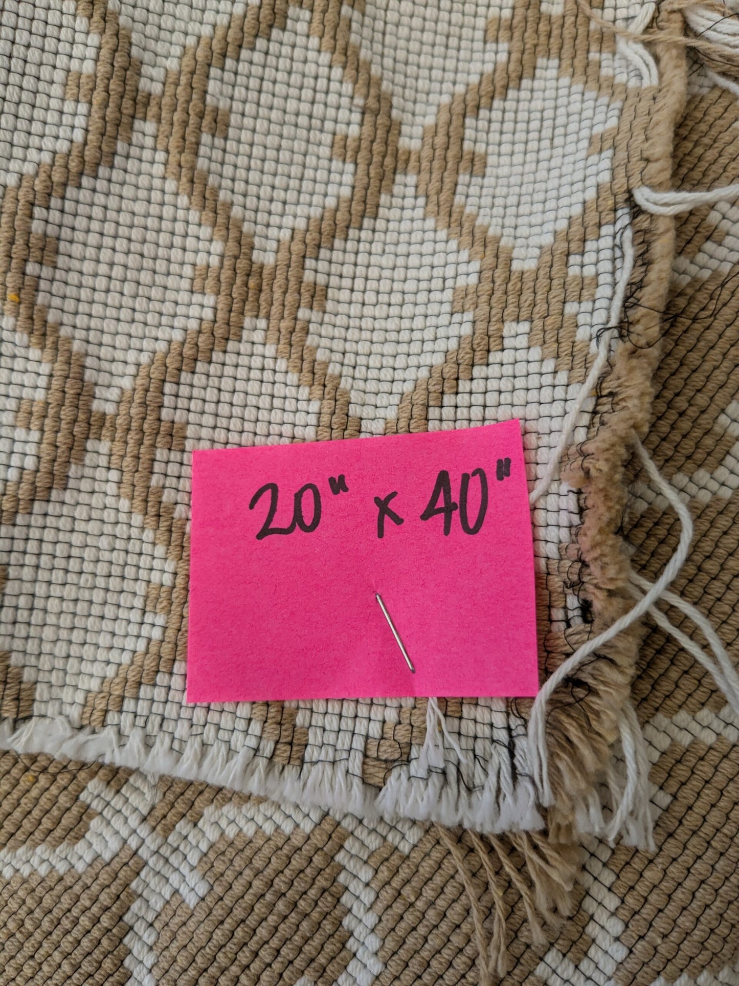 136 EV47 Square Silk Scalamandre Dot Diamond Ogee Brown Cream White - With Corner Cut