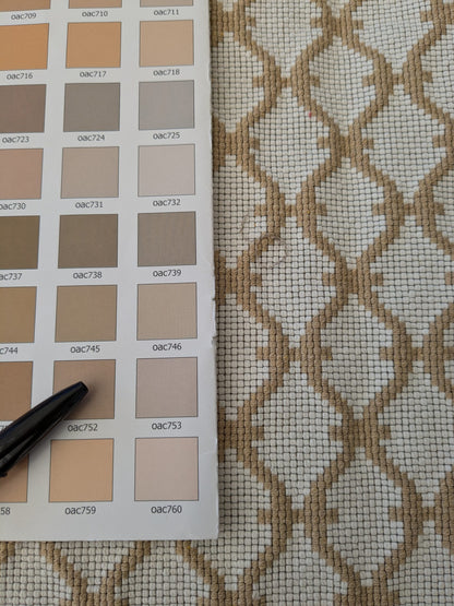 136 EV47 Square Silk Scalamandre Dot Diamond Ogee Brown Cream White - With Corner Cut