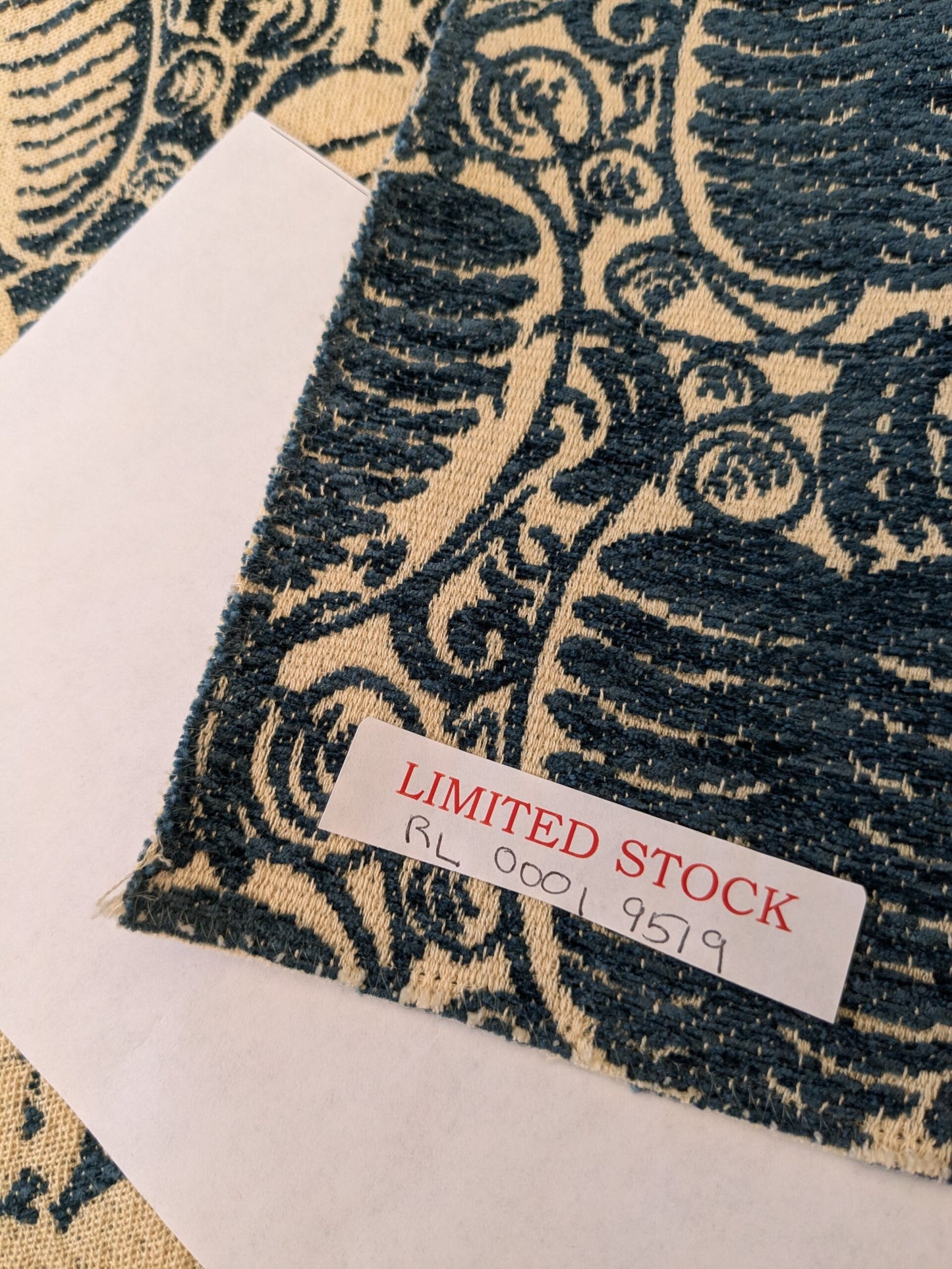 103 EV47 Square Scalamandre Grey Watkins Veneto Pine Blue Beige Jacquard Botanical Foliage Chenille MSRP USD590+/y