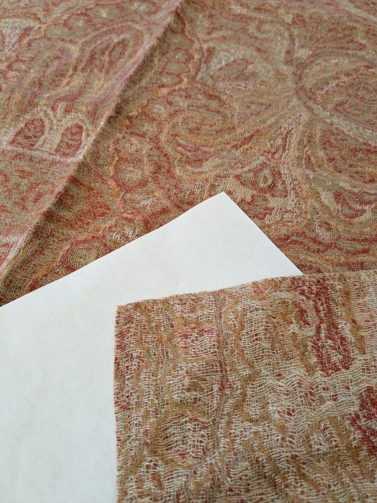 105 EV47 Square Scalamandre Inverness Paisley Spice Red Jacquard Soft Wool Paisley Cotton MSRP USD 210/y