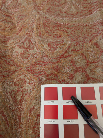 105 EV47 Square Scalamandre Inverness Paisley Spice Red Jacquard Soft Wool Paisley Cotton MSRP USD 210/y