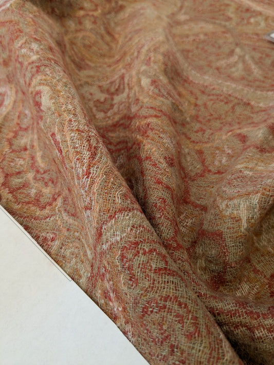 105 EV47 Square Scalamandre Inverness Paisley Spice Red Jacquard Soft Wool Paisley Cotton MSRP USD 210/y