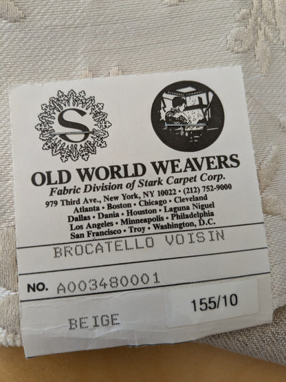 106 EV47 Square Scalamandre Old World Weavers Brocatello Voisin Beige Floral Novelty Neoclassical Renaissance Linen Rayon