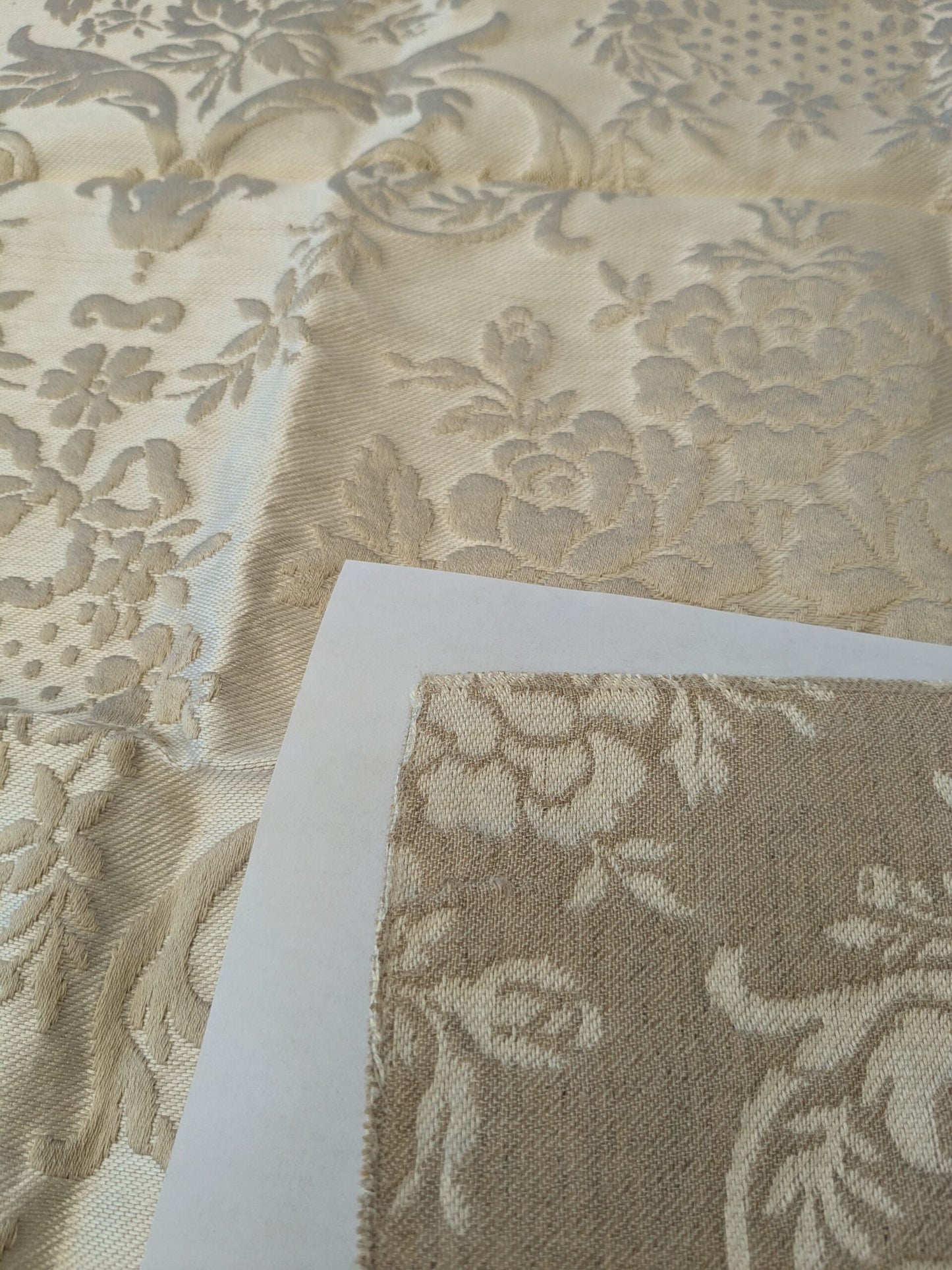 106 EV47 Square Scalamandre Old World Weavers Brocatello Voisin Beige Floral Novelty Neoclassical Renaissance Linen Rayon