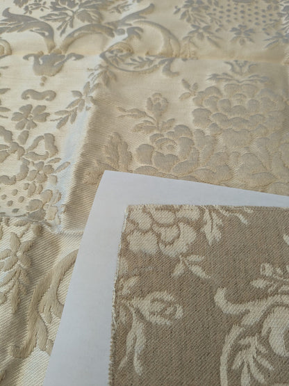 106 EV47 Square Scalamandre Old World Weavers Brocatello Voisin Beige Floral Novelty Neoclassical Renaissance Linen Rayon