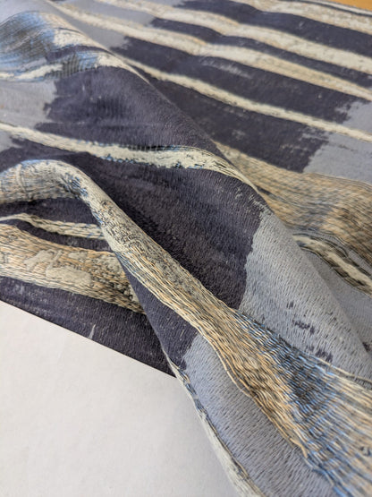 107 EV47 Square Scalamandre Abstract Ikat Blue Gray Stripe