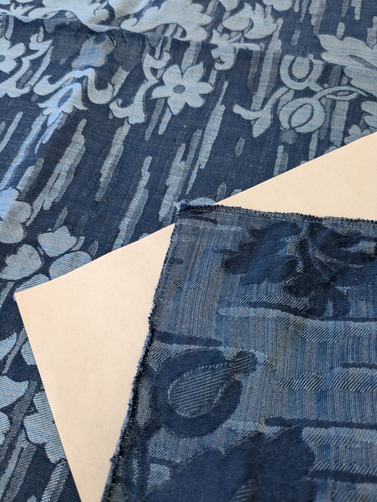 108 EV47 Square Scalamandre Colony Fabrics Villa Ada Blue Damask Floral Foliage Jacquard Cotton Viscose