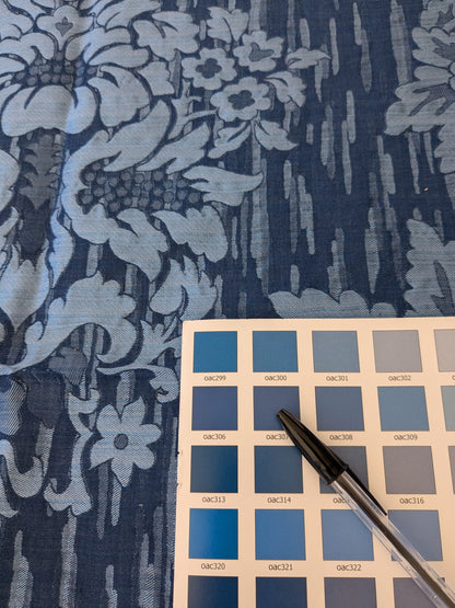 108 EV47 Square Scalamandre Colony Fabrics Villa Ada Blue Damask Floral Foliage Jacquard Cotton Viscose