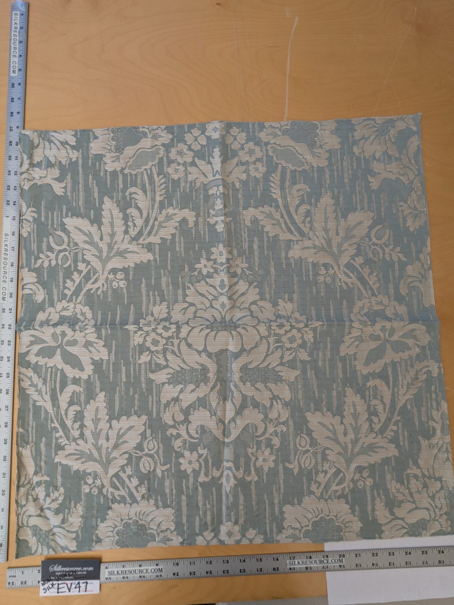 110 EV47 Square Scalamandre Colony Fabrics Villa Ada Light Blue Damask Floral Foliage Jacquard Cotton Viscose