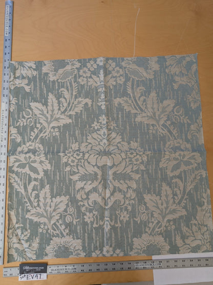 110 EV47 Square Scalamandre Colony Fabrics Villa Ada Light Blue Damask Floral Foliage Jacquard Cotton Viscose