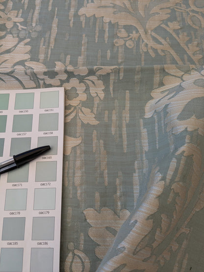 110 EV47 Square Scalamandre Colony Fabrics Villa Ada Light Blue Damask Floral Foliage Jacquard Cotton Viscose