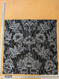 111 EV47 Square Scalamandre Colony Fabrics Villa Ada Black Damask Floral Foliage Jacquard Cotton Viscose