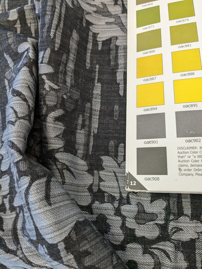 111 EV47 Square Scalamandre Colony Fabrics Villa Ada Black Damask Floral Foliage Jacquard Cotton Viscose