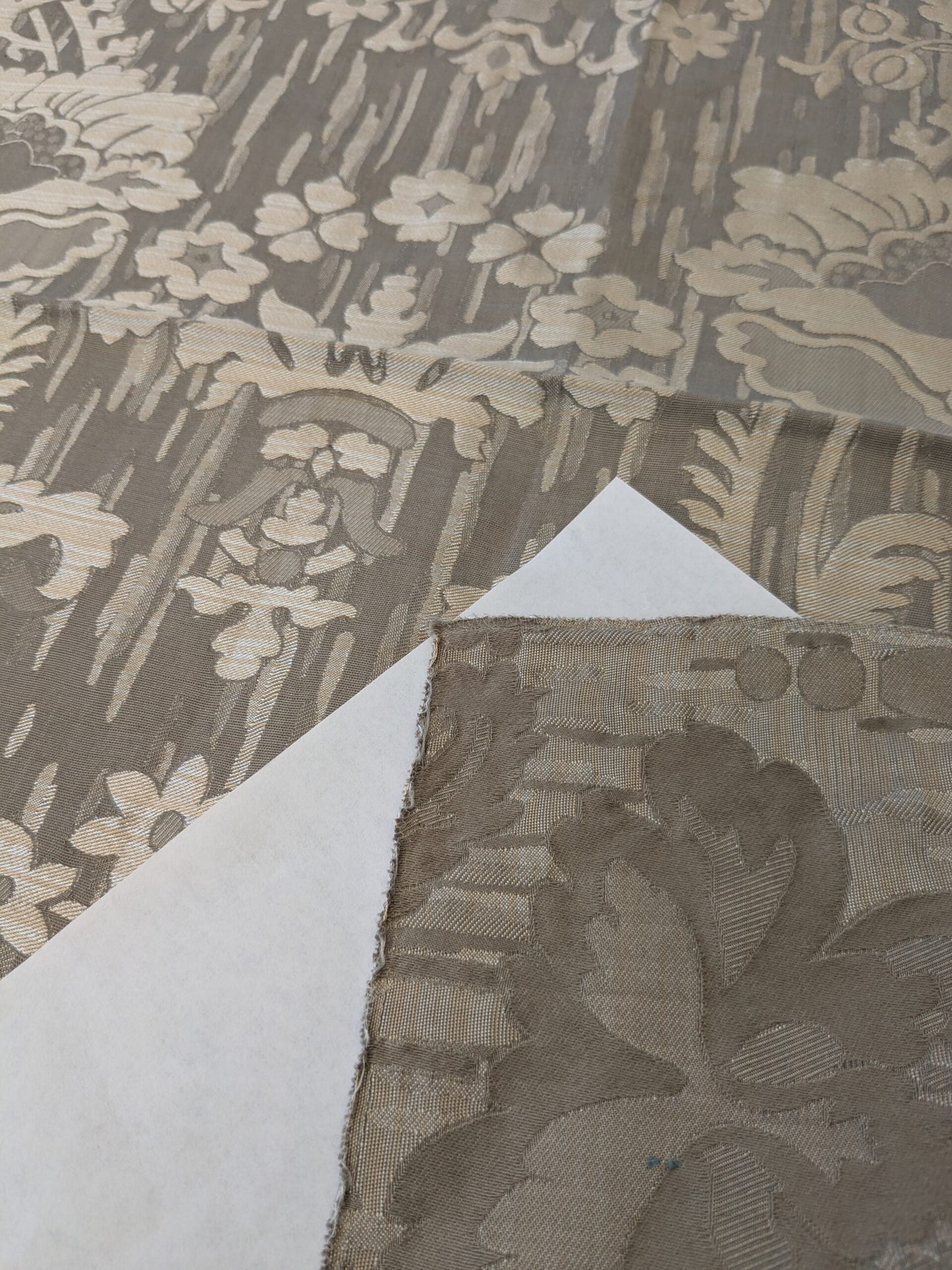 112 EV47 Square Scalamandre Colony Fabrics Villa Ada Gray Damask Floral Foliage Jacquard Cotton Viscose