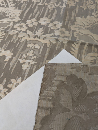 112 EV47 Square Scalamandre Colony Fabrics Villa Ada Gray Damask Floral Foliage Jacquard Cotton Viscose