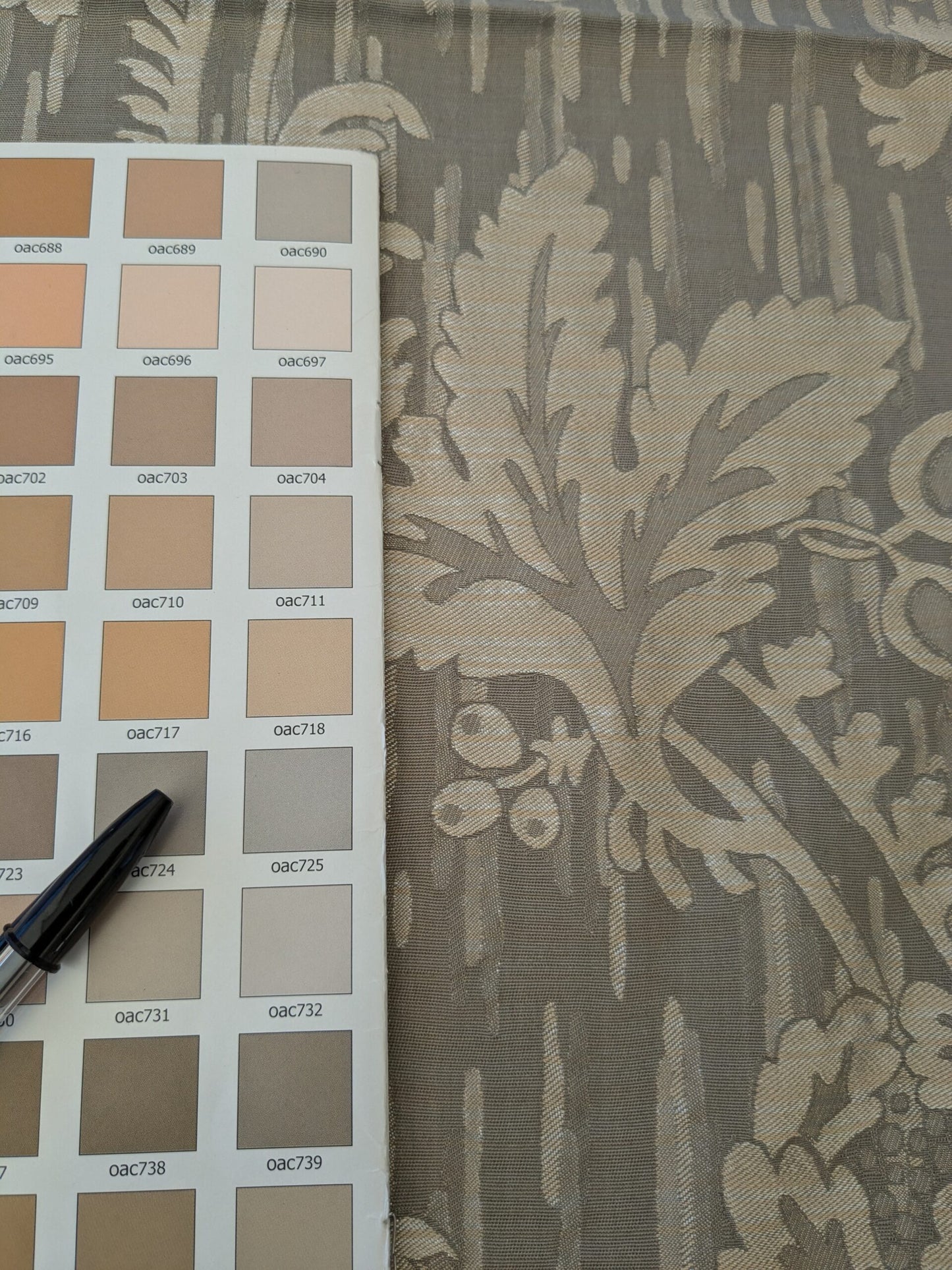 112 EV47 Square Scalamandre Colony Fabrics Villa Ada Gray Damask Floral Foliage Jacquard Cotton Viscose