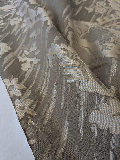 112 EV47 Square Scalamandre Colony Fabrics Villa Ada Gray Damask Floral Foliage Jacquard Cotton Viscose
