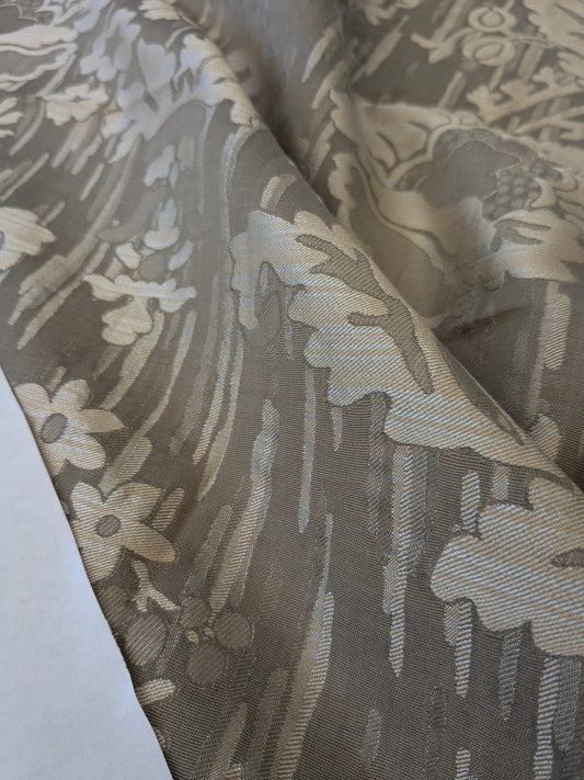 112 EV47 Square Scalamandre Colony Fabrics Villa Ada Gray Damask Floral Foliage Jacquard Cotton Viscose