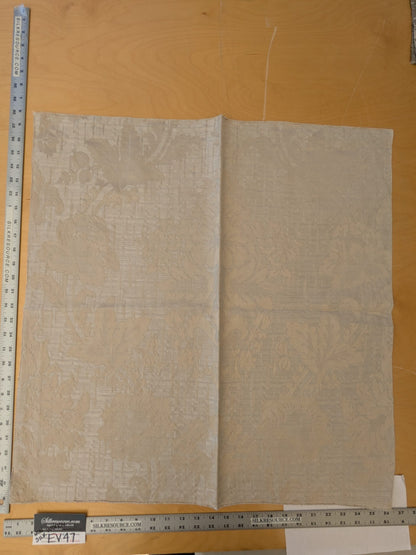 113 EV47 Square Scalamandre Colony Fabrics Villa Ada Beige Damask Floral Foliage Jacquard Cotton Viscose