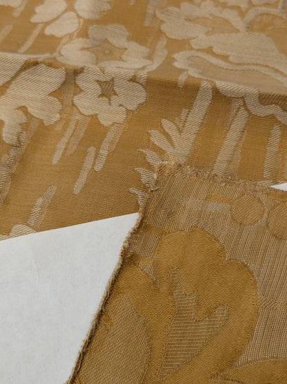 114 EV47 Square Scalamandre Colony Fabrics Villa Ada Gold Damask Floral Foliage Jacquard Cotton Viscose