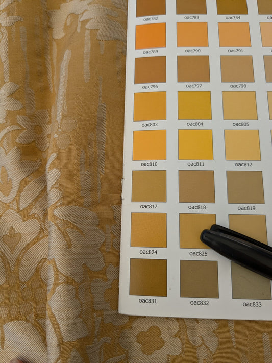 114 EV47 Square Scalamandre Colony Fabrics Villa Ada Gold Damask Floral Foliage Jacquard Cotton Viscose