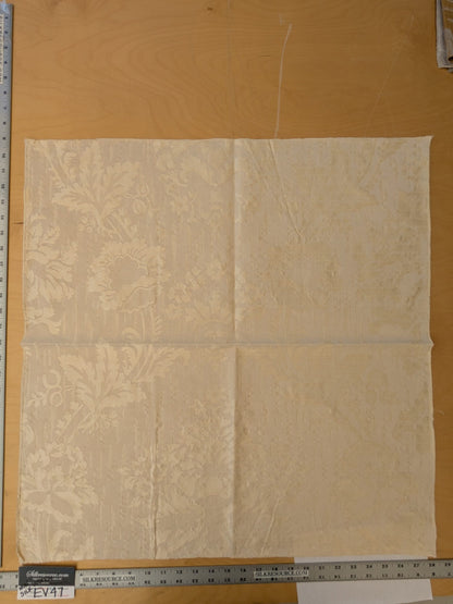 115 EV47 Square Scalamandre Colony Fabrics Villa Ada Cream Damask Floral Foliage Jacquard Cotton Viscose