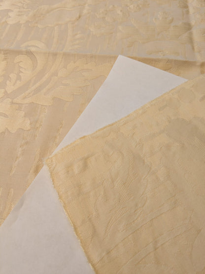 115 EV47 Square Scalamandre Colony Fabrics Villa Ada Cream Damask Floral Foliage Jacquard Cotton Viscose