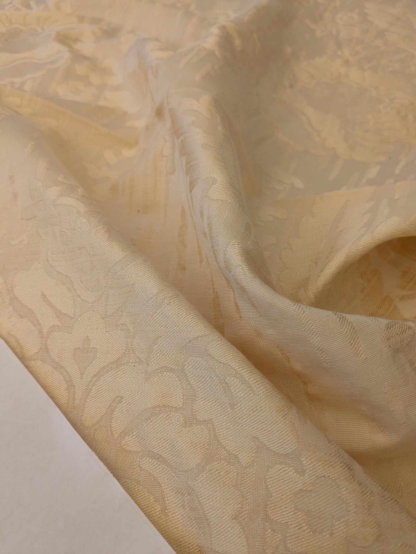 115 EV47 Square Scalamandre Colony Fabrics Villa Ada Cream Damask Floral Foliage Jacquard Cotton Viscose