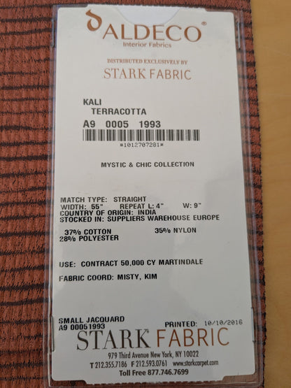 116 EV47 Square Scalamandre Aldeco Kali Terracotta Small Texture jacquard Orange Abstract Stripe