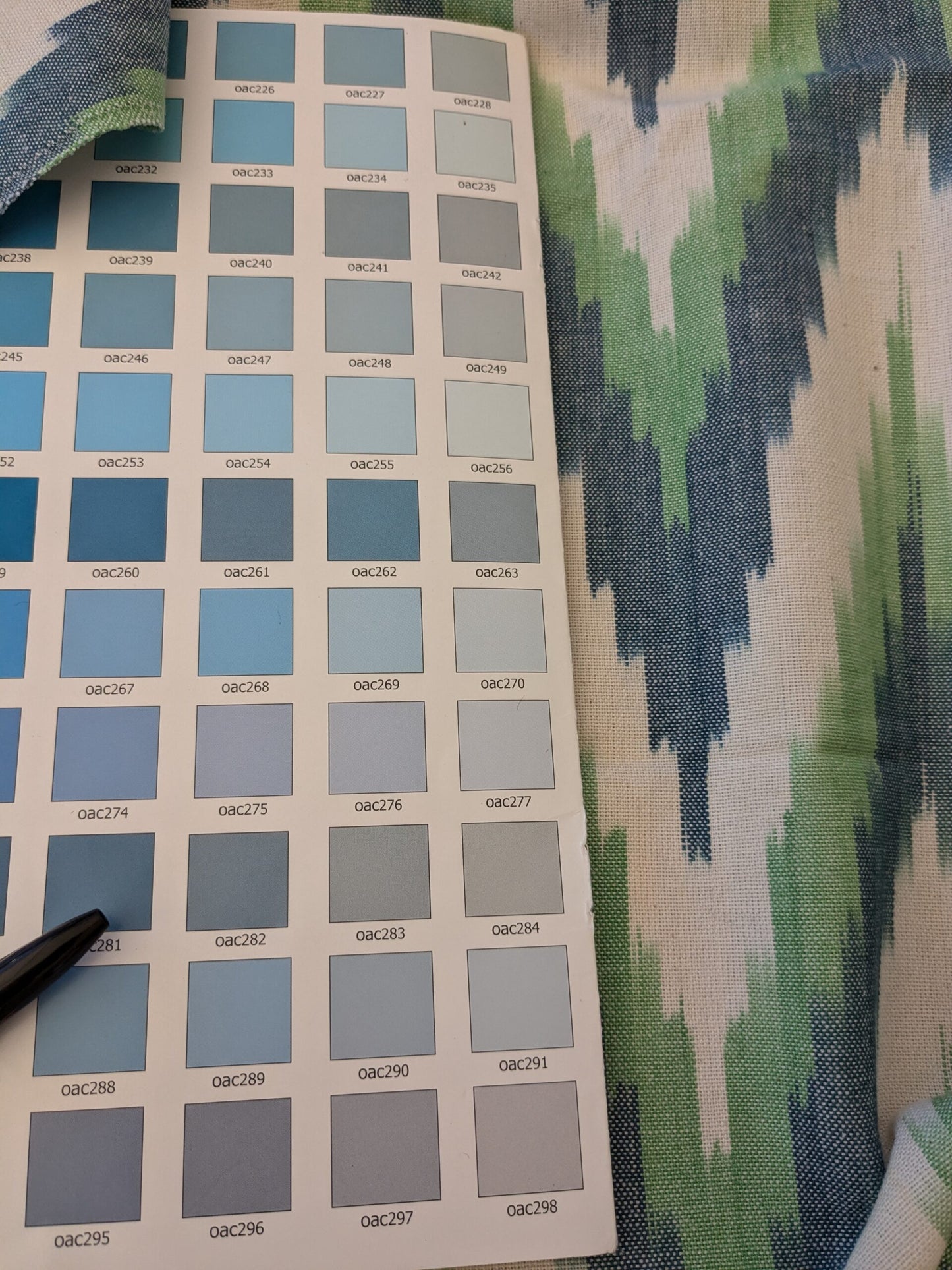 118 EV47 Square Scalamandre Adras Ikat Weave Peacock Cotton Blue Green White MSRP USD 150/y