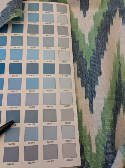 118 EV47 Square Scalamandre Adras Ikat Weave Peacock Cotton Blue Green White MSRP USD 150/y