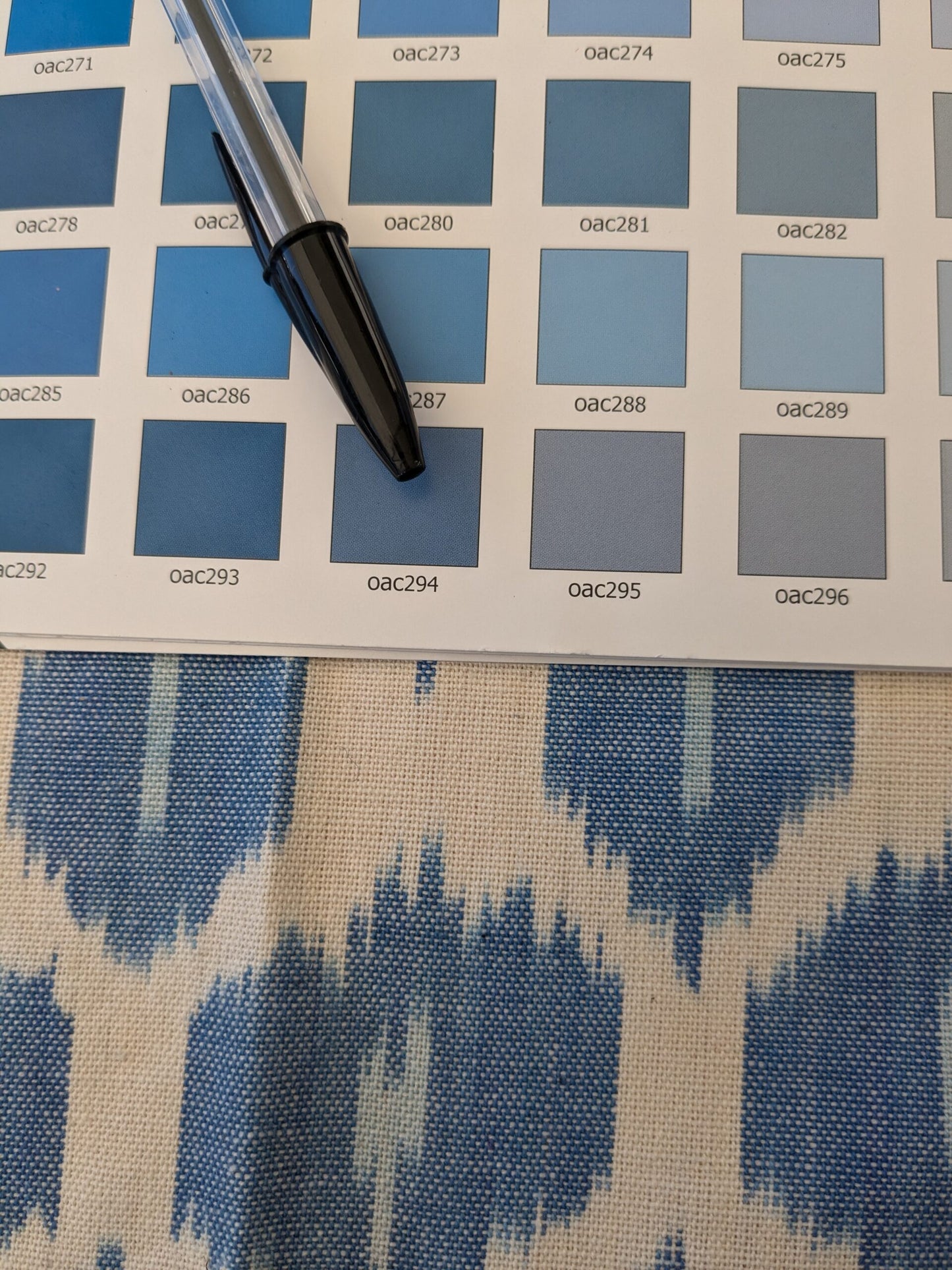 121 EV47 Square Scalamandre Amara Ikat Weave Lapis Blue White Cotton Hand Woven MSRP USD 150/Y