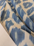 121 EV47 Square Scalamandre Amara Ikat Weave Lapis Blue White Cotton Hand Woven MSRP USD 150/Y