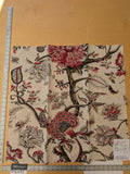123 EV47 Square Scalamandre Pondicherry Linen Print Raspberry Red Brown on Beige Bird Animal Jacobean Bird Animal MSRP USD 292/y 26"x27"