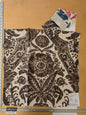125 EV47 Square Scalamandre Luciana Damask Print Linen Espresso Brown White MSRP USD 346/yard