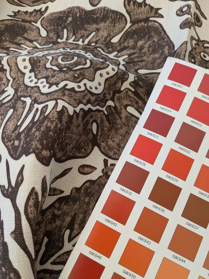 125 EV47 Square Scalamandre Luciana Damask Print Linen Espresso Brown White MSRP USD 346/yard