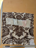 126 EV47 Square Scalamandre Luciana Damask Print Linen Espresso Brown White MSRP USD 346/yard