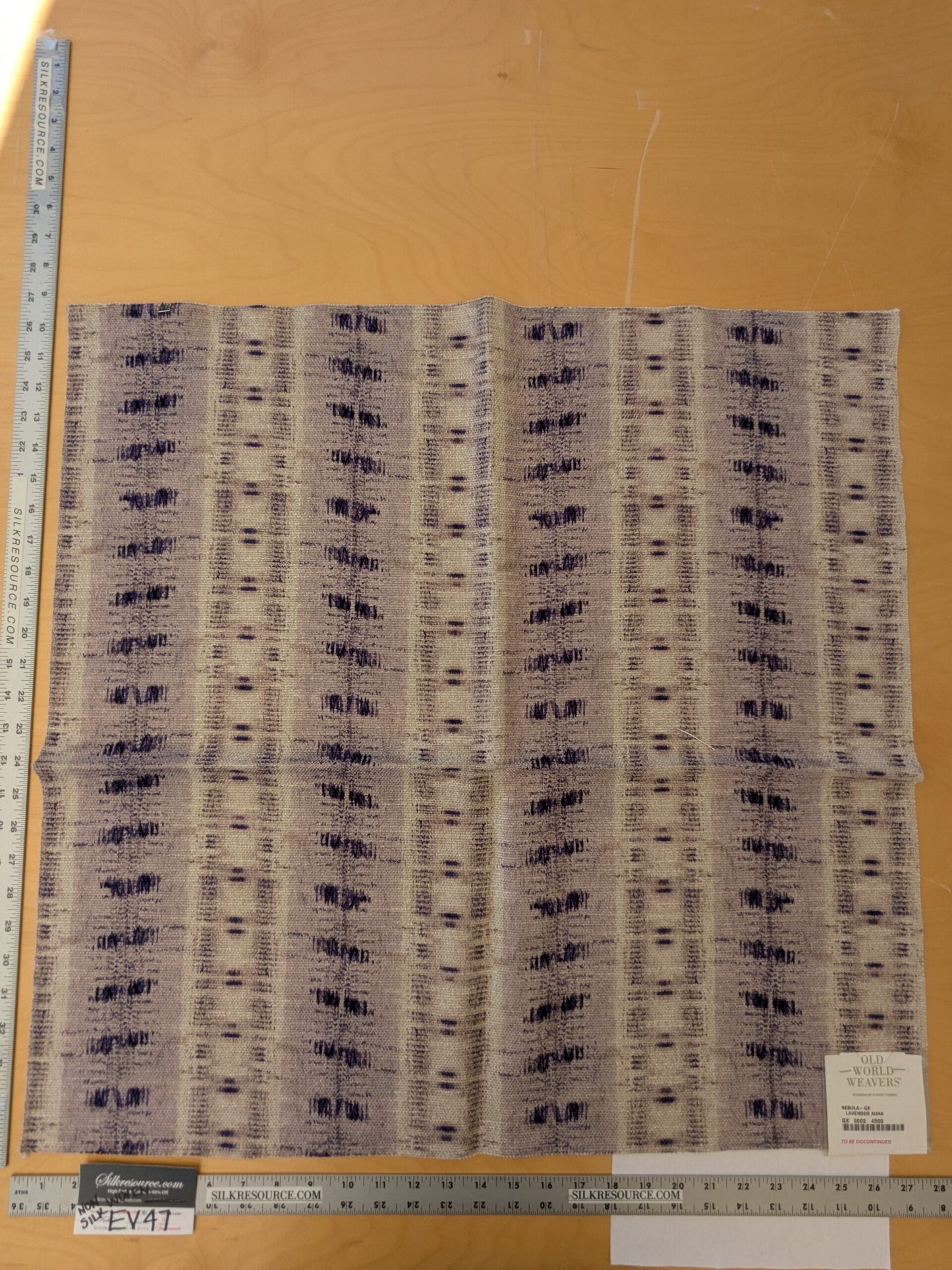 127 EV47 Square Scalamandre Nebula-Gx Lavender Aura Woven Abstract Stripe Ikat MSRP USD364/y 27" x 27"