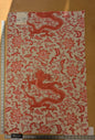 130 EV47 Square Scalamandre Chi’en Dragon Linen Print Coral on Cream Red White 38"x25"