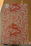 130 EV47 Square Scalamandre Chi’en Dragon Linen Print Coral on Cream Red White 38"x25"