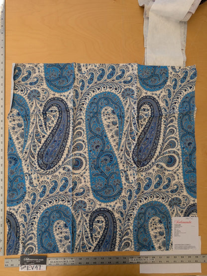 131 EV47 Square Scalamandre Jaipur Paisley China Blue White Cotton Satin  Italy MSRP USD 190/Y 26"x26"