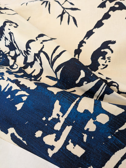 132 EV47 Square Scalamandre Summer Palace Porcelain Blue White Chinoiserie Scenic Toile MSRP USD 262/y 86"x 17"