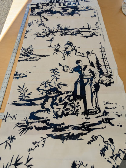 133 EV47 Square Scalamandre Summer Palace Porcelain Blue White Chinoiserie Scenic Toile MSRP USD 262/y 88"x 23"